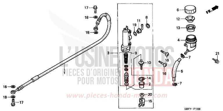 HAUPTBREMSZYLINDER, H. von CR80R "große Räder" EXPLOSION RED (R254) von 2001